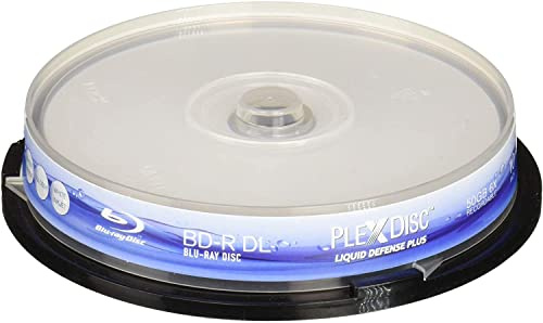 PlexDisc Water Resistant Glossy White Inkjet Printable BD-R DL 6x 50GB Blu-ray, 10 Disc Spindle