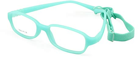 EnzoDate Kids Optical Glasses Frame Size 47-16-115 with Cord, No Screw Bendable (Aqua)