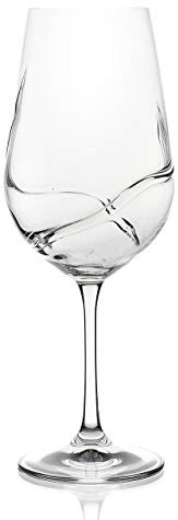 Bar Amigos Set of 6 - Turbulence Deluxe Bohemian Crystal Wine Glasses Decanting Special Unique Wave Shaped Design for Better Aeration 550ML / 19.3 Ounce Bordeaux