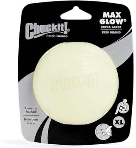 Chuckit! Glow in the Dark Bouncy Balls - Ball for Dogs, Chuckit Dog Toy, Max Glow Balls - Extra-Large, 3.5 Inch, Pack of 1