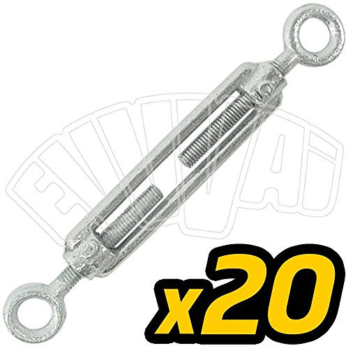 20 PZ - 6 MM TENDITORE DUE OCCHI TENDITORI TIRANTI TIRAFILO TENDIFILO FUNE CAVO