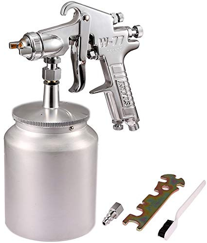 Valianto W77 Siphon Feed Spray Gun with 1000cc Cup, 3.0mm Nozzle Spray Gun, Silver Handle