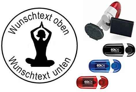 Geocachingstämpel YOGA – med personligt namn – rund stämpel