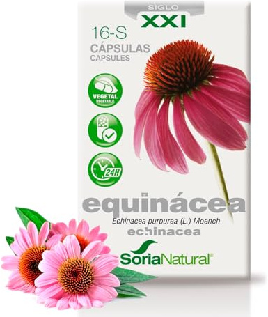 Soria Natural Equinácea en cápsulas - Refuerza tus defensas de forma natural - Ayuda al sistema inmunológico - Extracto de Planta 100% Natural Alta Absorción - 30 cápsulas