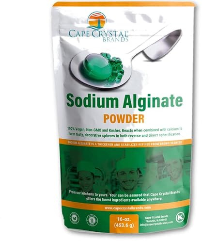 Sodium Alginate 100% Food Grade | Natural Thickening Powder & Gelling Agent for Cooking (16 Oz)