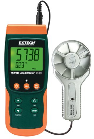 Extech SDL300 Metal Vane Thermo-Anemometer and Datalogger, 2.80 Dia.