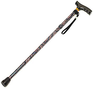 Homecraft Folding Coloured Walking Stick with Wooden Handle, Lightweight Adjustable Walking Cane for Balance, Mobility Aid, Paisley, 775-875mm