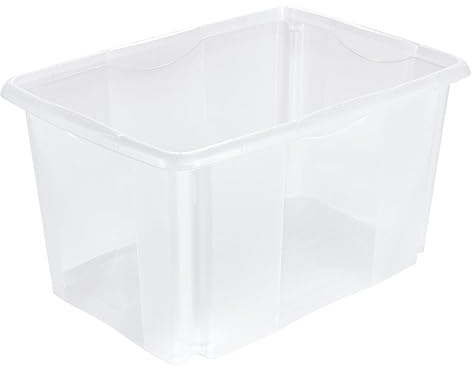 keeeper Aufbewahrungsbox mit Dreh-/Stapelsystem, 54,5 x 39 x 29,5 cm, 45 l, Emil, Transparent