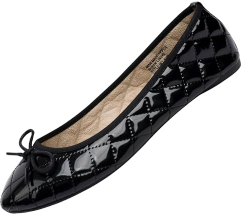 Alpine Swiss Women’s Aster Ballet Flats | Patent Leather Slip-On Shoes | Quilted Pillow Stitch | Rounded Toe | Everyday Comfortable Fashion Footwear PT BLK 8