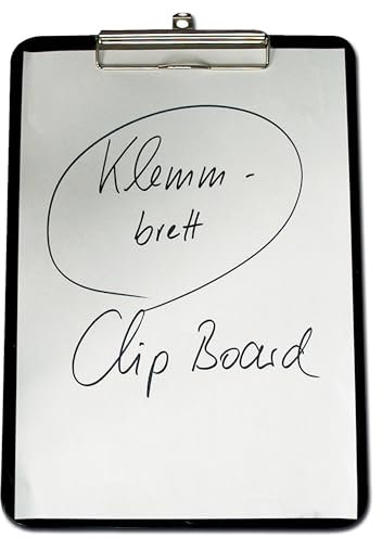 Wedo 57601 Klemmbrett (A4, Kunststoff, mit abgerundeten Ecken, vernickelte Metallklemme und Aufhängeöse) schwarz