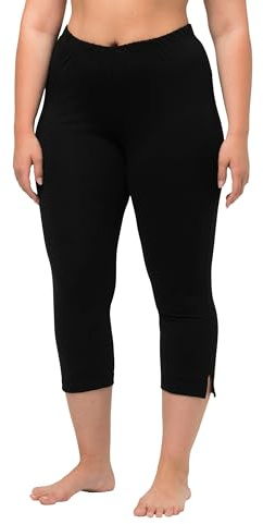 Ulla Popken Femme Grandes Tailles Pantalon Capri, Ceinture élastiquée, Coton Noir 42+ 574952 10-42+