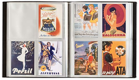 Leuchtturm Postcard Album for 400, Black, Medium, 50 Clear Sheets