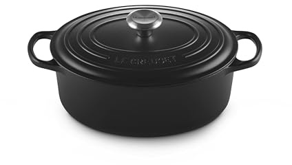 LE CREUSET Signature Enamelled Cast Iron Oval Casserole Dish With Lid, 29 cm, 4.7 Litre, Matte Black, 21178290002430