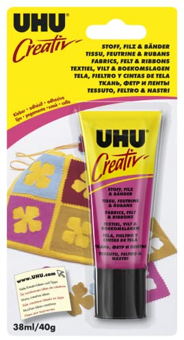 UHU Creativ' - SPEZIALKLEBER für STOFF, FILZ & BÄNDER Tube, Infokarte
