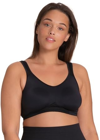 Dorina Damen Flex Ungepolsterter Sport-BH – Atmungsaktives Tactel-Mikrogewebe, Racerback-Design mit Vollständiger Abdeckung für Low-Impact-Workouts, Schwarz