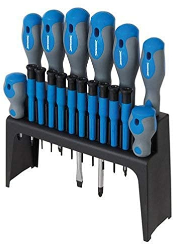 Silverline 633940 Weichgriff-Schraubendreher, 18-tlg., Blau/schwarz