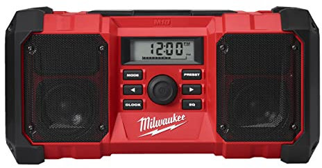 Radio 18V de obra resistente a caídas con conector USB y salida auxiliar, ver-0