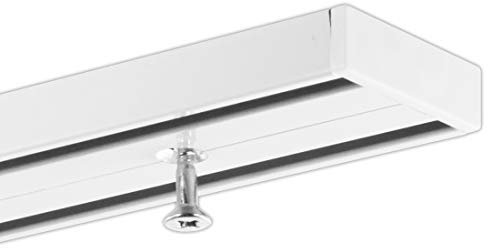 GARDINEUM 3,00 m (2 x 1,50 m + Verbinder) Vorhangschiene, alle Längen bis 4,00 m möglich, Gardinenschiene, vorgebohrt, weiß, 2-Lauf