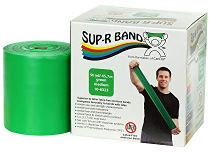 CanDo Trainingsband LATEXFREI / Widerstandsband / Gymnastikband - Länge 45 m - grün (medium)