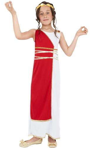 Smiffys Costume da ragazza Greca, rosso, con tunica e copricapo Halloween