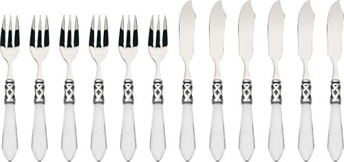 BUGATTI, ALC1T-S4285, Set di Posate da Pesce Aladdin, 12 pz, in Acciaio Inox e ABS, 36 x 26 x 6 cm, Trasparente (durchsichtig)