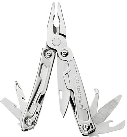 Leatherman Rev – Kleines Multi-Tool mit 14 praktischen Werkzeugen – Allzweckwerkzeug für den Outdoor- und Camping-Bereich – Edelstahl