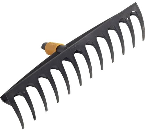 Fiskars Rastrillo universal de 12 dientes, Cabezal de herramienta QuikFit, Largo: 41 cm, Plástico reforzado con fibra de vidrio, Negro/Naranja, QuikFit, 1000643