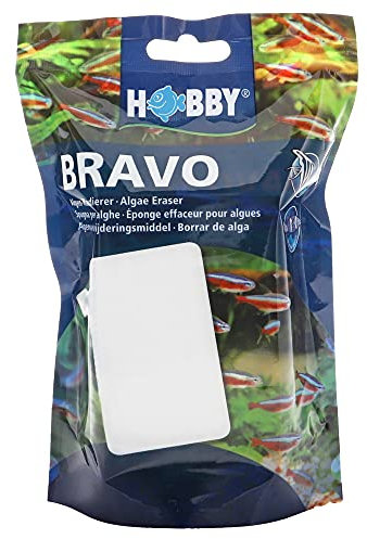 HOBBY Aquaristik Bravo I Algen-Radierer für Aquarien I handlicher und effektiver Kalk- und Algenentferner I ideal für Süßwasseraquarien I Aquarium Scheibenreiniger zur Algenentfernung