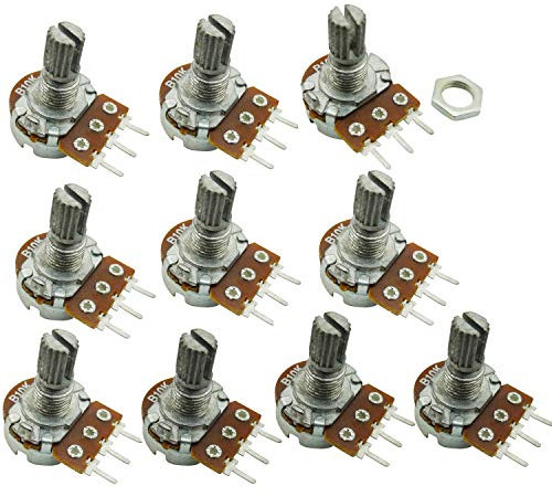 Aihasd 10PCS B10K 10K Ohm Adjustment Single Linear Rotary Taper Potentiometer Shaft 15mm