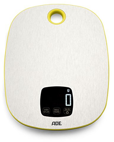 ADE Digitale Küchenwaage KE 1424 Muriel mit Edelstahl Wiegefläche (silber - gelb)