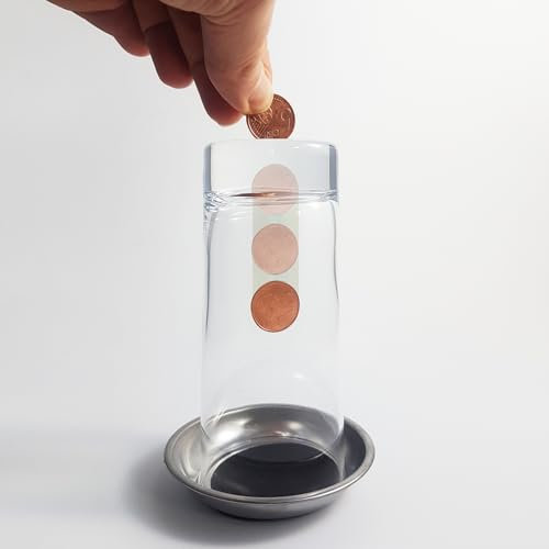 Coin Thru Glass - Münze durchdringt Glas Zaubertrick, Lassen Sie eine geliehene Münze den Boden eines Glases durchdringen, Zaubertricks und Zauberartikel ohne Magnete oder Klappen, Zaubern lernen