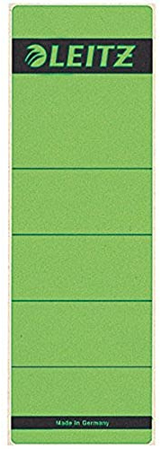 Leitz Étiquettes Self Adhesive pour Classeurs à Levier Couverture Papier et Dos 80 mm, Large, Court, 61,5 x 192 mm, Papier, 16420055, Vert, Lot de 10 Étiquettes