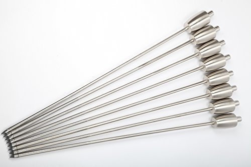 point-garden 8-teiliges Gartenfackel Ölfackel Set aus rostfreiem Edelstahl