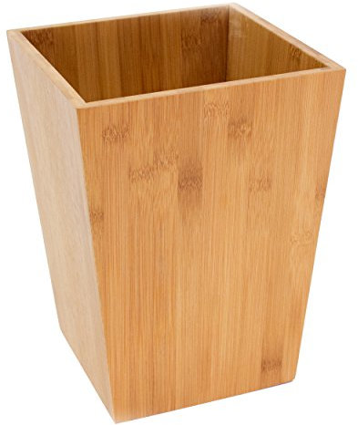 MSV Abfalleimer Papierkorb Bambus - 10 Liter - 26,5 x 20 x 20 cm