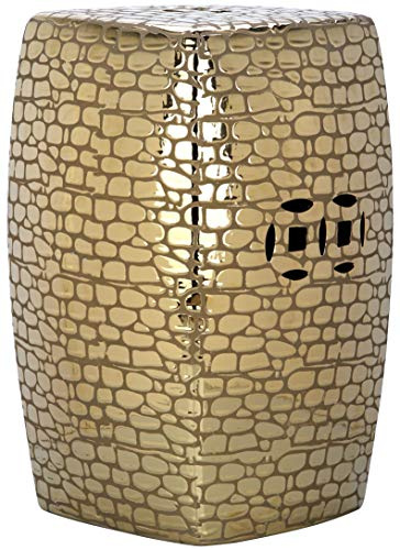SAFAVIEH ACS4544A Jasmine Glazed Ceramic Decorative Garden Stool, 0, Gold