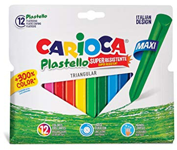 Carioca 42671 - Plastello Jumbo Confezione 10 Pastelli Colorati, Più 2 Omaggio