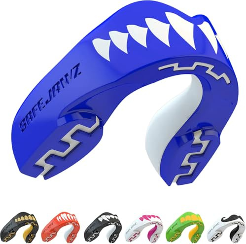 SAFEJAWZ Sports Mouthguard Dual Layer Premium Protection Adults and Junior Gum Shield with Case for Boxing, MMA, Rugby, Martial Arts, Judo and All Contact Sports