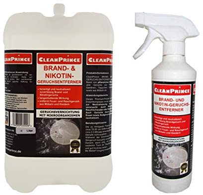 Cleanprince 5,5 Liter/ 5.500 ML Brand- and Nicotine Smell Remover,Burning Smell Remover Neutralizer Nicotine Smell,Smoke Scent,Food Odors Moder Musty Odors Fire Smoke Cigarettes Zigarettenduft