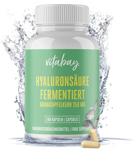 Vitabay Hyaluron Kapseln Hochdosiert 50mg 240 Hyaluronsäure Kapseln Hochdosiert LABORGEPRÜFT - Hyaluronic Acid Hyaloronkapseln Hyaloronsäure Hylaronsäure Hochdosiert Hylaronsaeure Hochdosiert Kapseln