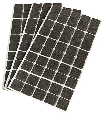 Emuca 2038616 Lote Fieltros Autoadhesivos Cuadrados, Color Marrón, 20 x 20 mm (150 un)
