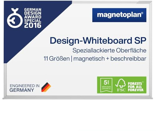 magnetoplan Design-Whiteboard SP | Magnettafel BxH 900x600 mm | Stabile, speziallackierte Stahloberfläche | Perfekte Schreibfläche | Bürobedarf | Memoboard für Büro- und Konferenzräume | Homeoffice