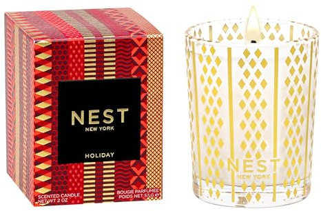 NEST New York Scented Votive Christmas Candle, Holiday - 2 oz - Up to 28-Hour Burn Time - Reusable Glass Vessel