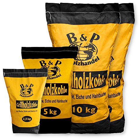 B&P Dienstleistungen und Service Holzkohle Premium Buche 27,5 Kg im Karton (2x10Kg,1x5Kg,1x2,5Kg)