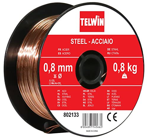 Telwin 802133 Bobina Hilo para soldar acero, 0.8 mm, 0.8 kg