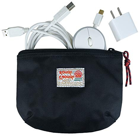 Bolsa pequeña Rough Enough para accesorios de ordenador, Macbook, adaptadores, etc., básica y de estilo vintage y divertido, negro (Negro) - F-RE8076BK