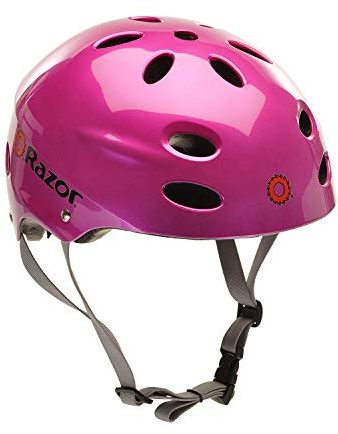 Razor V-17 Youth Multi-Sport Helmet - Kids Helmet with Adjustable Strap - Durable with Foam Padding for Biking, Skating, and Other Outdoor Sports - Magenta - Complies with CPSC Requirements