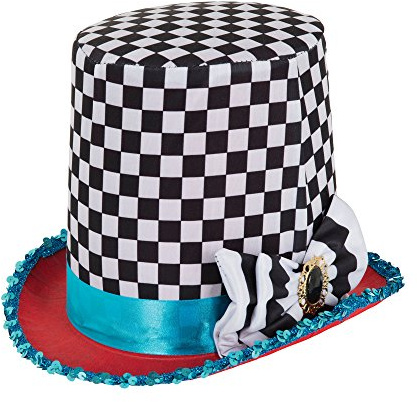 Bristol Novelty BH652 Chapeau Haut-de-Forme à Carreaux Chapelier Fou, Unisexe, pour Adulte, Multicolore, Taille Unique Halloween