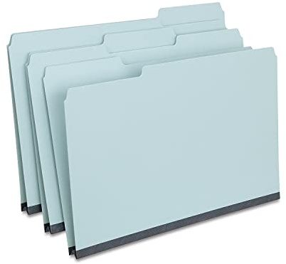 Staples Pressboard File Folders, Legal Size, 3‑Tab Design, Blue, Heavy‑Duty Pressboard, 25/Box