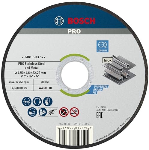 Bosch 1x Disque à tronçonner PRO Stainless Steel and Metal Longlife pour petite meuleuse angulaire et alésage 22,23 mm (Ø 125 mm, Professional Accessoire Petite meuleuse angulaire)
