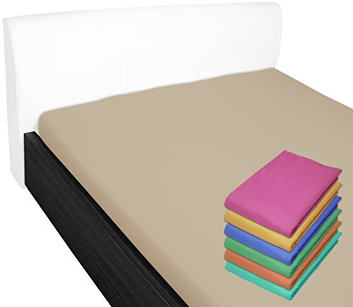 Nurtextil24 Bettlaken 100% Baumwolle 28 Farben und 4 Größen ohne Gummizug Beige 100 x 170 cm